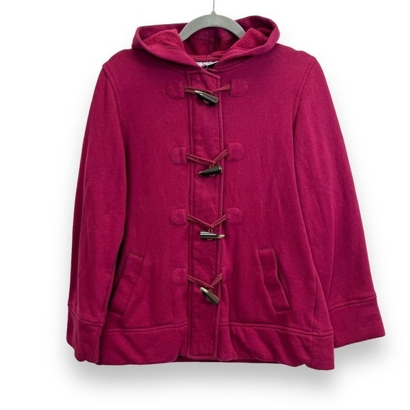 Sport Savvy Jackets & Blazers - Sport Savvy Jacket Womens Extra Small Toggle Hooded Cotton Red Duffle Chore Coat